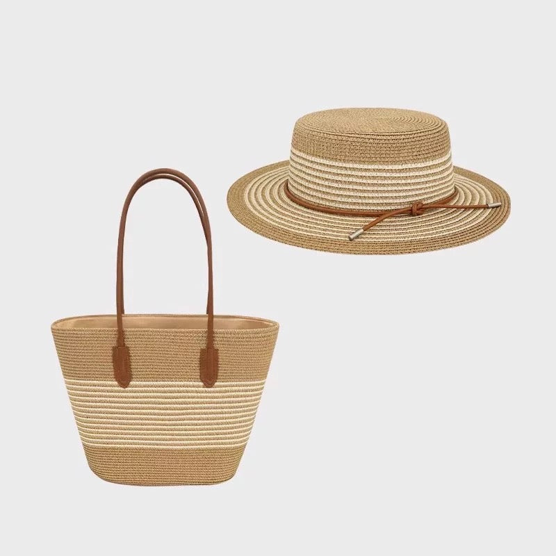 Hand-woven beach bag ➕ beach hat
