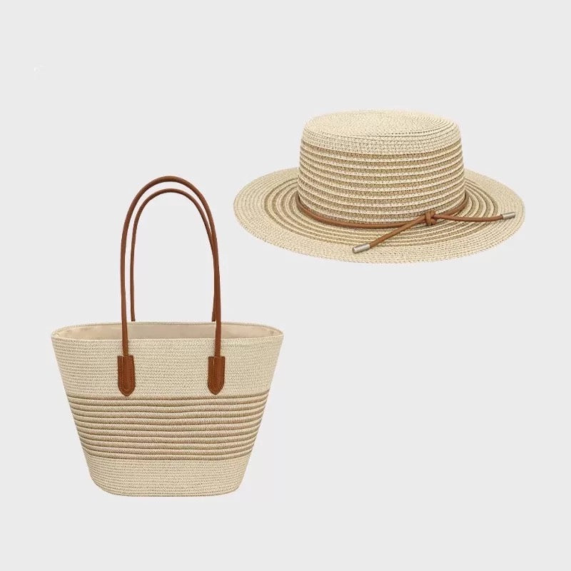 Hand-woven beach bag ➕ beach hat